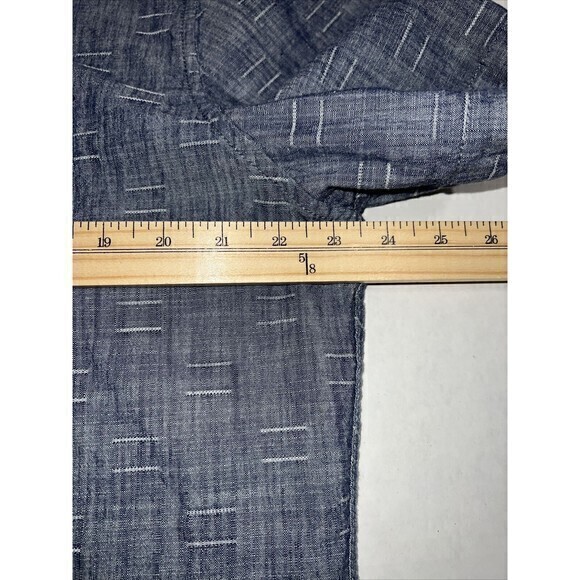 US Polo Association Men’s Large Short Sleeve Button Up Navy Denim Grid Shirt - Picture 6 of 9